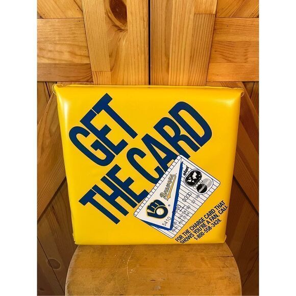 VINTAGE 80s Milwaukee Brewers MLB Stadium Seat Cushion County Stadium 12x12 - Picture 7 of 15